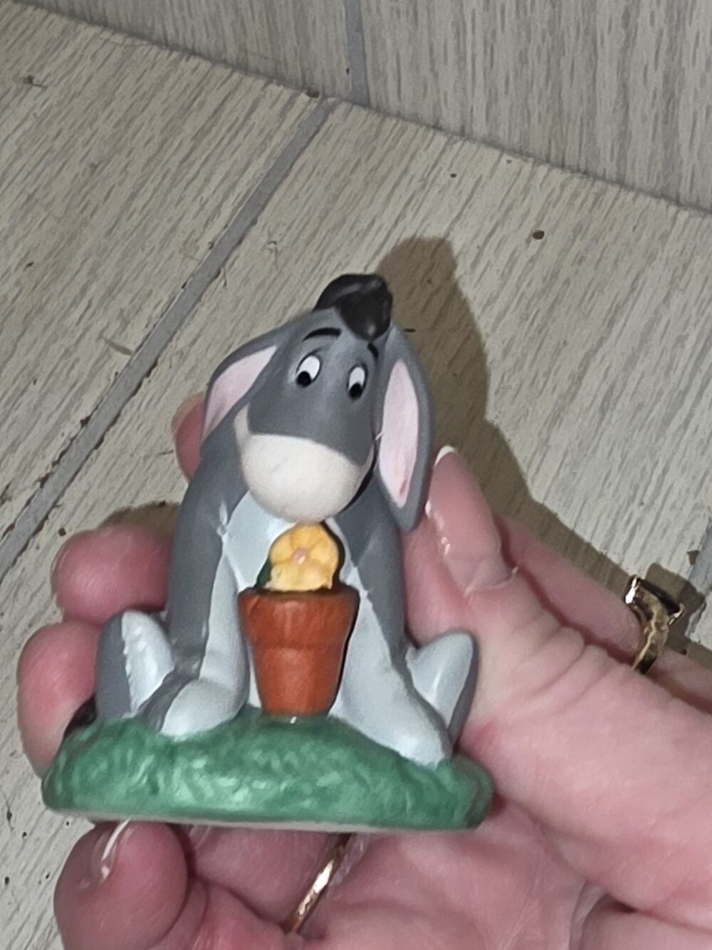 Vintage Disney Porcelain Eeyore Figurine With Flower Pot Miniature Cottagecore